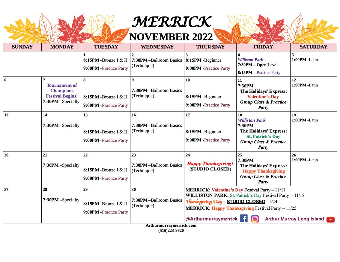 Merrick Nov Calendar